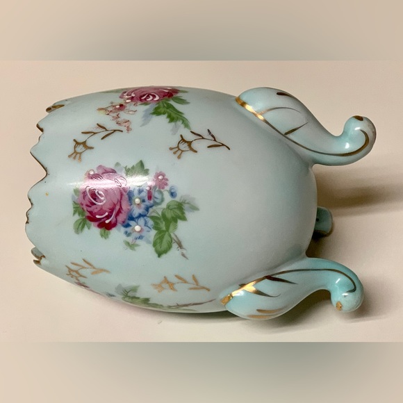 Vintage 1950s Napcoware Gold Trim Rose Design 3 Footed Ceramic Egg Vase - Picture 15 of 16